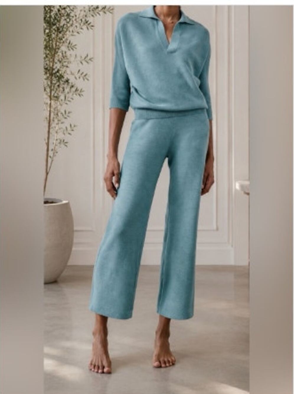 The Reset R Label Teal Wide Leg 100% Wool Pants Size Small - Picture 1 of 10